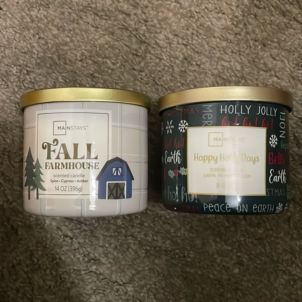 bundle of two mainstays walmart candles